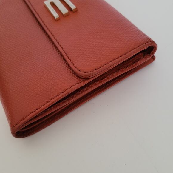 Etro Modern Brick Red Medium Leather Wallet Compact Logo Italian Bifold Solid - Picture 15 of 15
